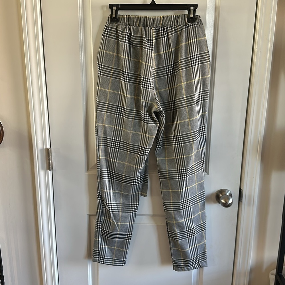 Mosaic & Co Plaid Trousers Pants W/ Belt - Picture 4 of 9